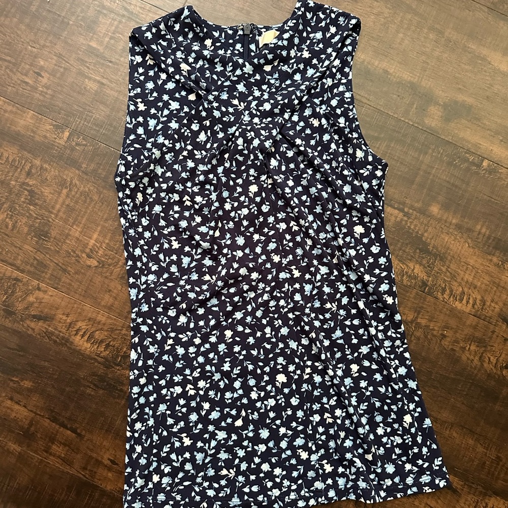 Michael Kors Navy and White Floral Tank Top